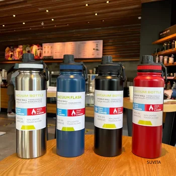 600ML 800ML 1000ML Outdoor Thermos Kettle Water Bottle with Tea Filter 304 Stainless Steel Thermal Cup Leak-proof Flask Sports