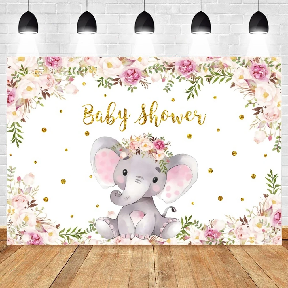 Elephant Baby Shower Backdrop for Photography Blue Pink Boy Girl Gender Reveal Birthday Party Photo Background Photocall Props