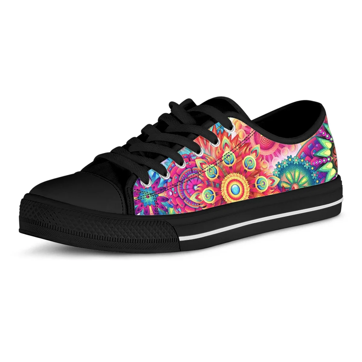 2020 Colorful Mandala Floral Casual Shoes Women Comfortable Sneakers Breathable Walking Canvas Vulcanized Shoes