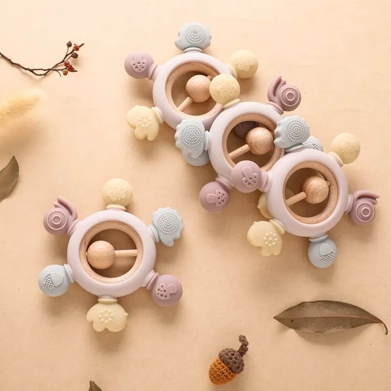 

10pcs Silicone Teether Rodent Cartoon Animals Food Grade Silicone Cloud Teething Toys For Teeth Tiny Rod Baby Teethers Gifts