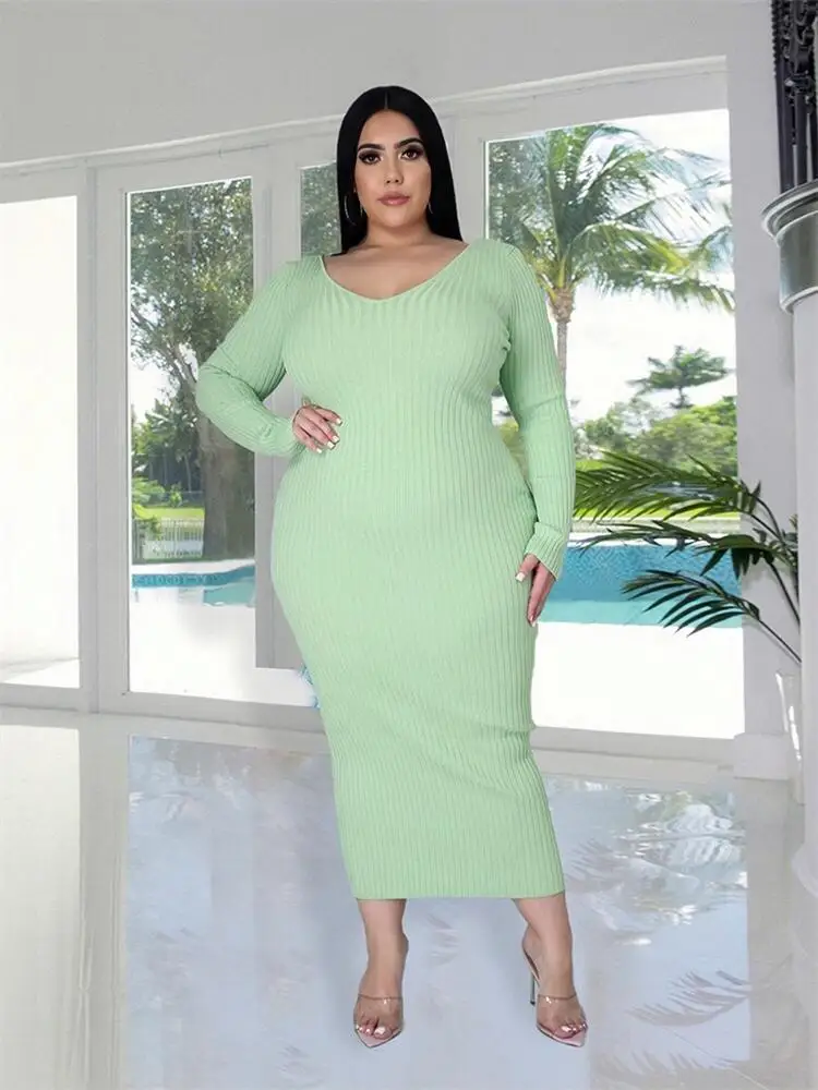 Ladies Knitted Sweater Dress Midi Dress Long Sleeves Chic and Elegant Plus  Size Dresses for Women 4xl 5xl Wholesale Dropshipping - AliExpress 200000345