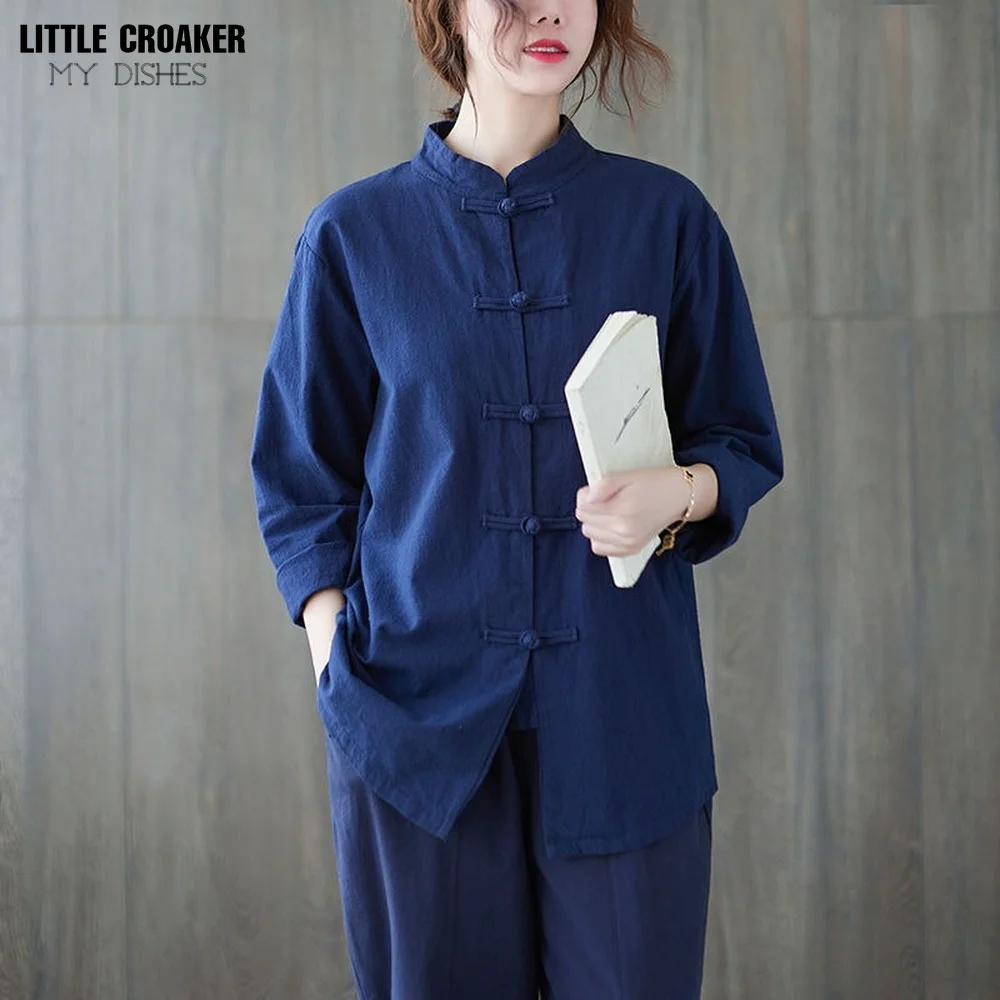 Cotton Traditional Chinese Clothing for Women Spring Autumn New Tai Chi Suit Zen Loose Blouse Shirt Chinese Style Summer Pants