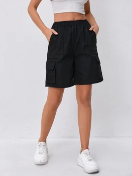 Women'S Y2K High-Waisted Cropped Cargo Shorts with Side Pockets for Outdoor Casual Sports.
