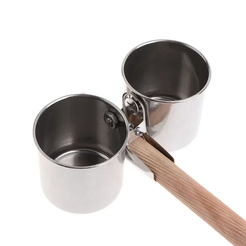 Bird Feeder Cup with Clamp Stainless Steel Feeding Dish Food & Water Bowl for Parrots African Greys Budgies Window