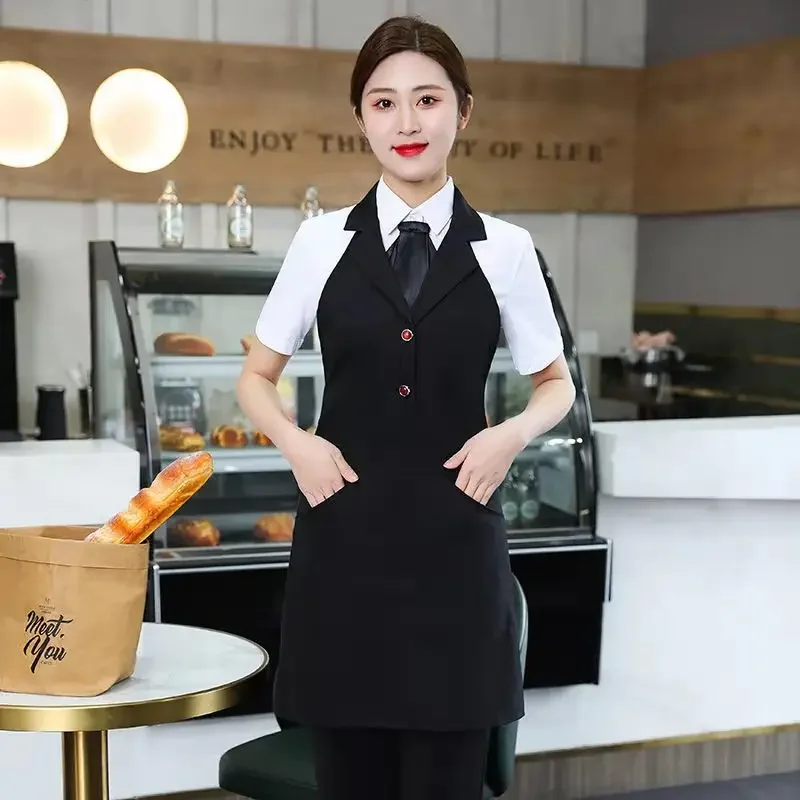 

Restaurant Hotel Coffee Flower Shop Women Apron Man With Pockets Adjustable Waiter Service Cooking Kitchen Pinafore Household