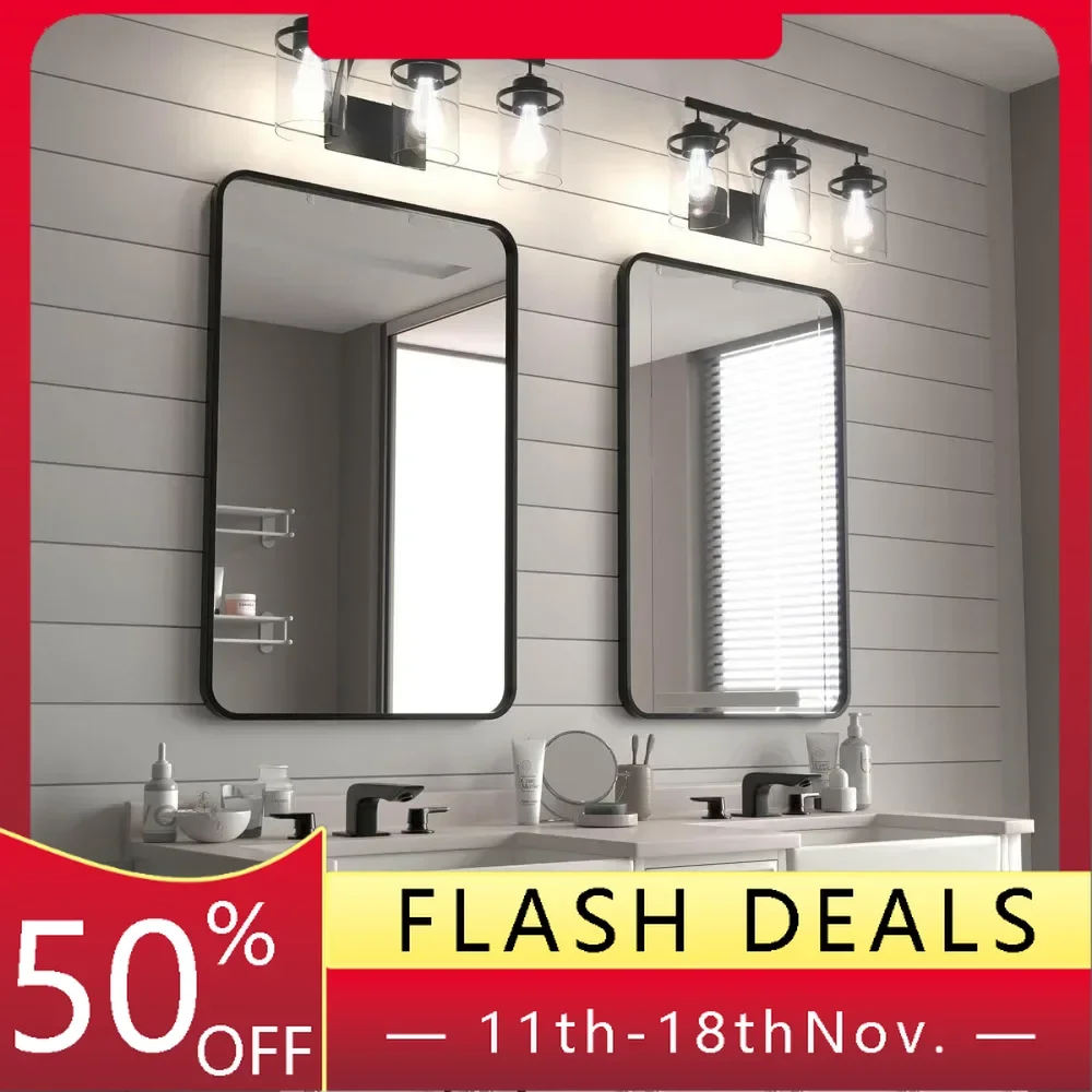2-Pack Black Bathroom Mirrors 24x36 Inch Black Frame Mirror for Bathroom, Bathroom Vanity Mirror for Over Sink, Rectangle