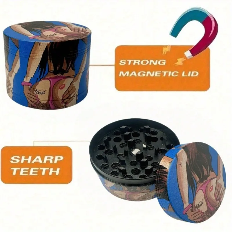 2/2.5in Sexy Girl Herb Grinder 4-layer Manual Tobacco Grinder Zinc Alloy Mortar Cigarette Cigar Grass Mills Smoking Accessories