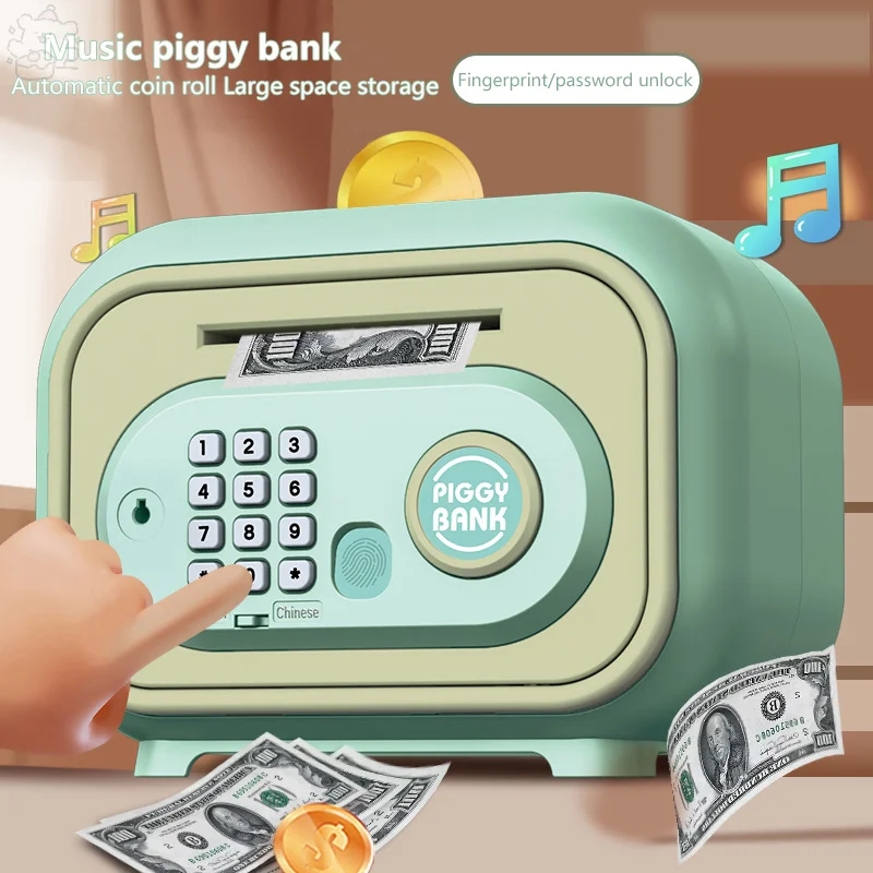 Children Piggy Banks Save Finger Print Girl DIY Electronic Money Box Savings Password Ersonalized Cash Register Toy Kid Gifts 3