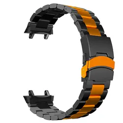 Luxury Stainless Steel Business Bracelet for Men - Premium Metal Watchband Strap (Black Orange - B)