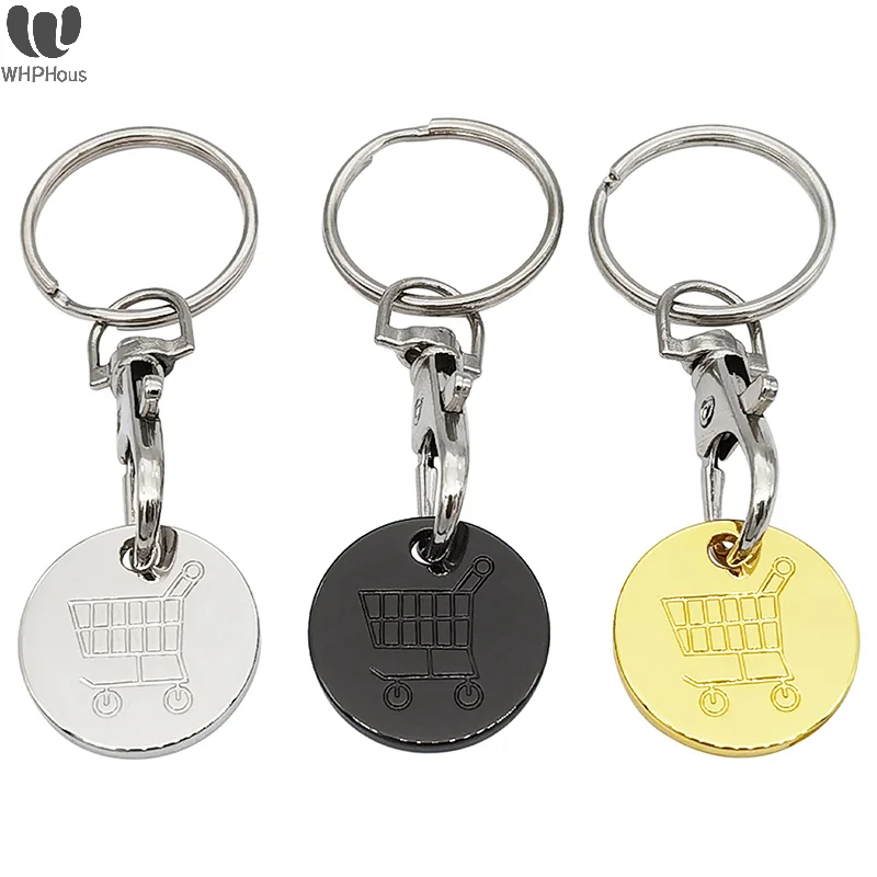 Shopping Trolley Key Ring Token Chip Carabiner Hook Alloy Portable Charm Bag Phone Pendant Supermarket Keychains