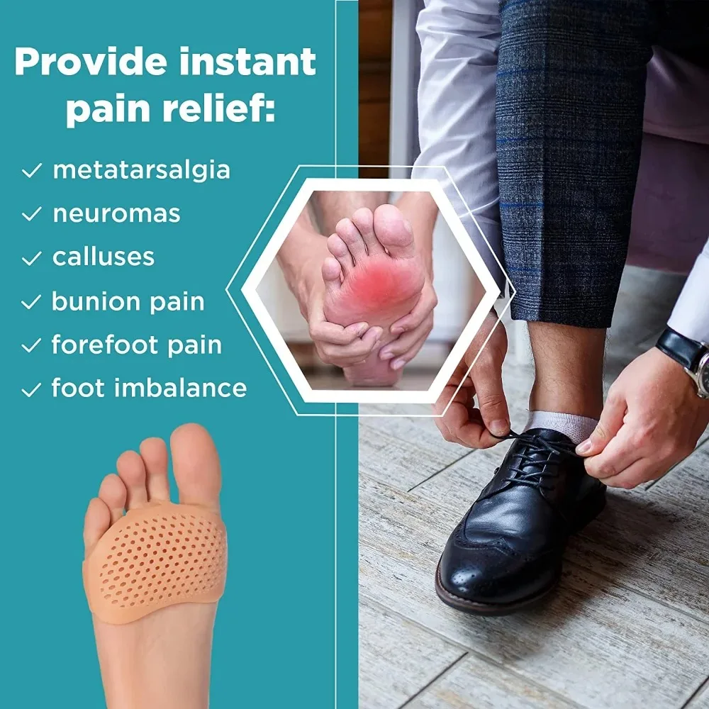 Silicone Gel Forefoot Pads Pain Relief Support Front Feet Care Slip Resistant Pads Prevent Grind Feet Foot Care Pad metatarsal sleeve pads