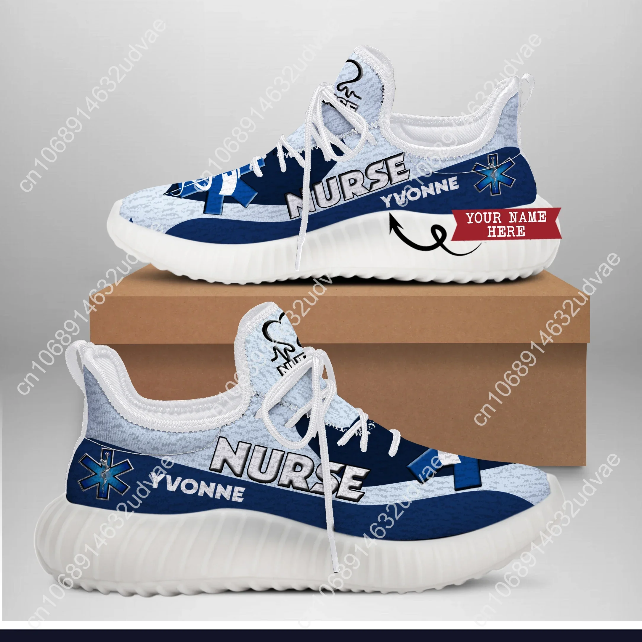 Gradient Nurse Design Vulcanized Shoes Personalized Hospital Care Sneakers Comfortable Lace Up Teen Girls Shoes
