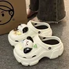 Summer Outdoor Thick Bottom DIY Hole Hole Shoes Women's Fashion Cute Beach Sandals Open Toe Slip-On PVC Material Ladies Flip Flo