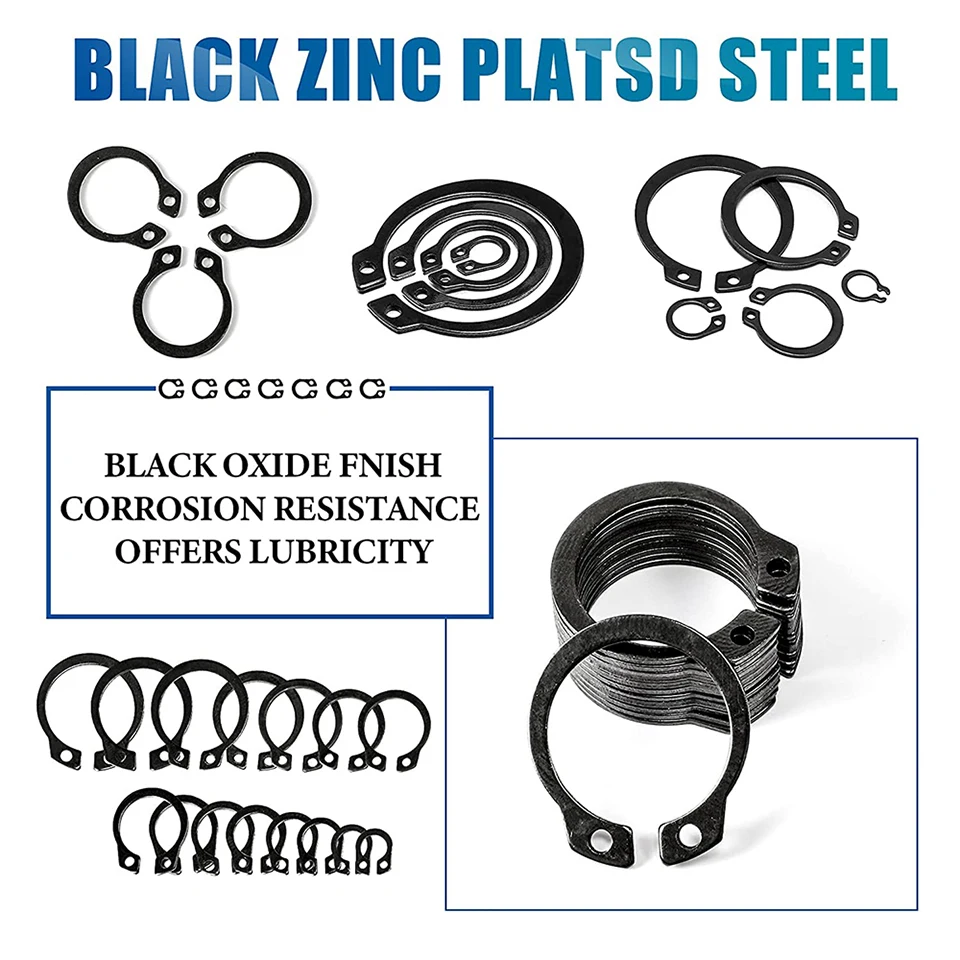 NINDEJIN Black C Type External Circlip Kit φ5-φ19 Internal