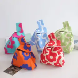 Handmade Knit Handbag Reusable High-capacity Knit Tote Bag Shopping Bags Girls