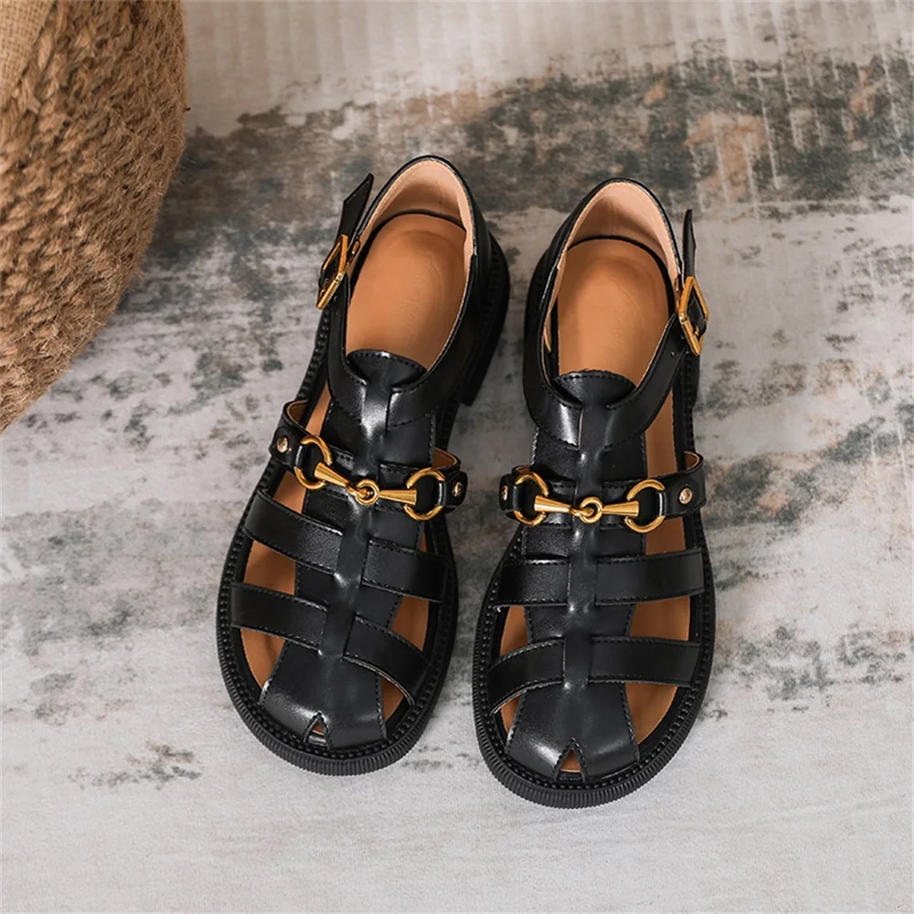 Cuero Sandalias NiÃ±o Punta Cerrada Sandalias Niña Sin Cordones