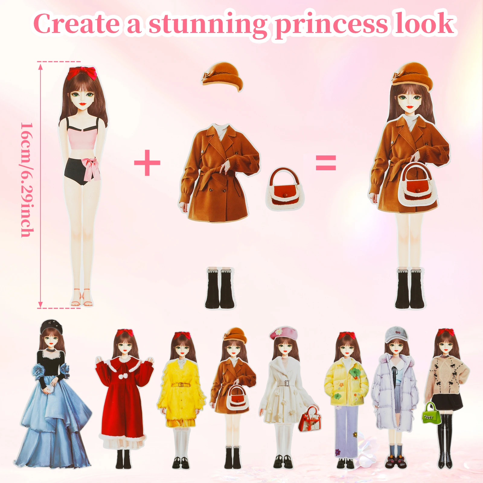 Dress Up Dolls Magnetic Dress Up Baby for Girls Funny Magnetic Princess Dress Up Paper Doll with 1 Doll Portable Magnet People Clothes Puzzles