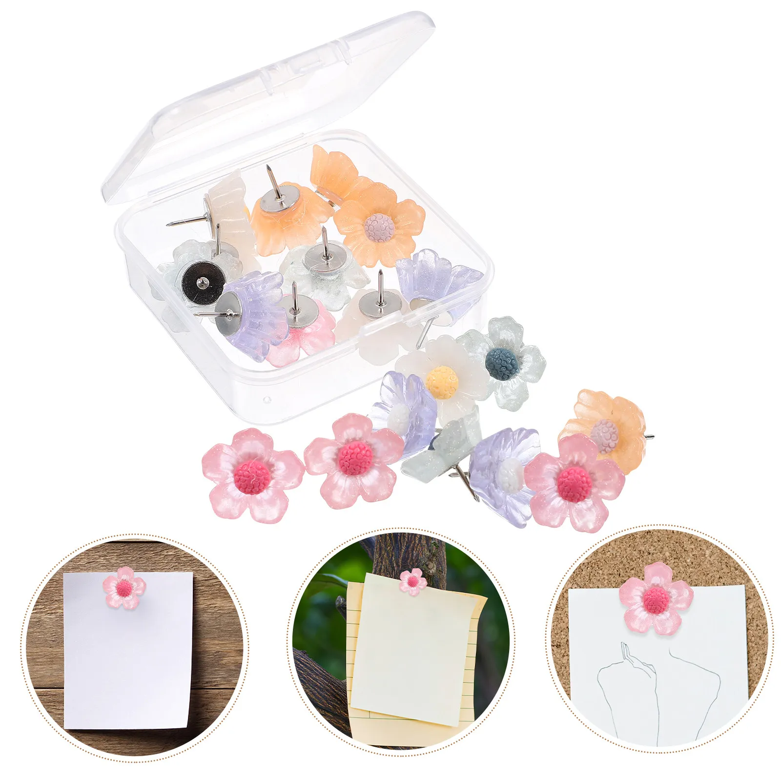 20Pcs 섬세한 꽃무늬 푸시핀 휴대용 엄지 못핀 지도용 작은 꽃 푸시핀 공예품 게시판 장 편리함