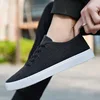 Men's Canvas Shoes Summer Breathable Lightweight Korean Style Shallow Mouth Loafers Non-slip Casual Lace Up Walking Sneakers 5