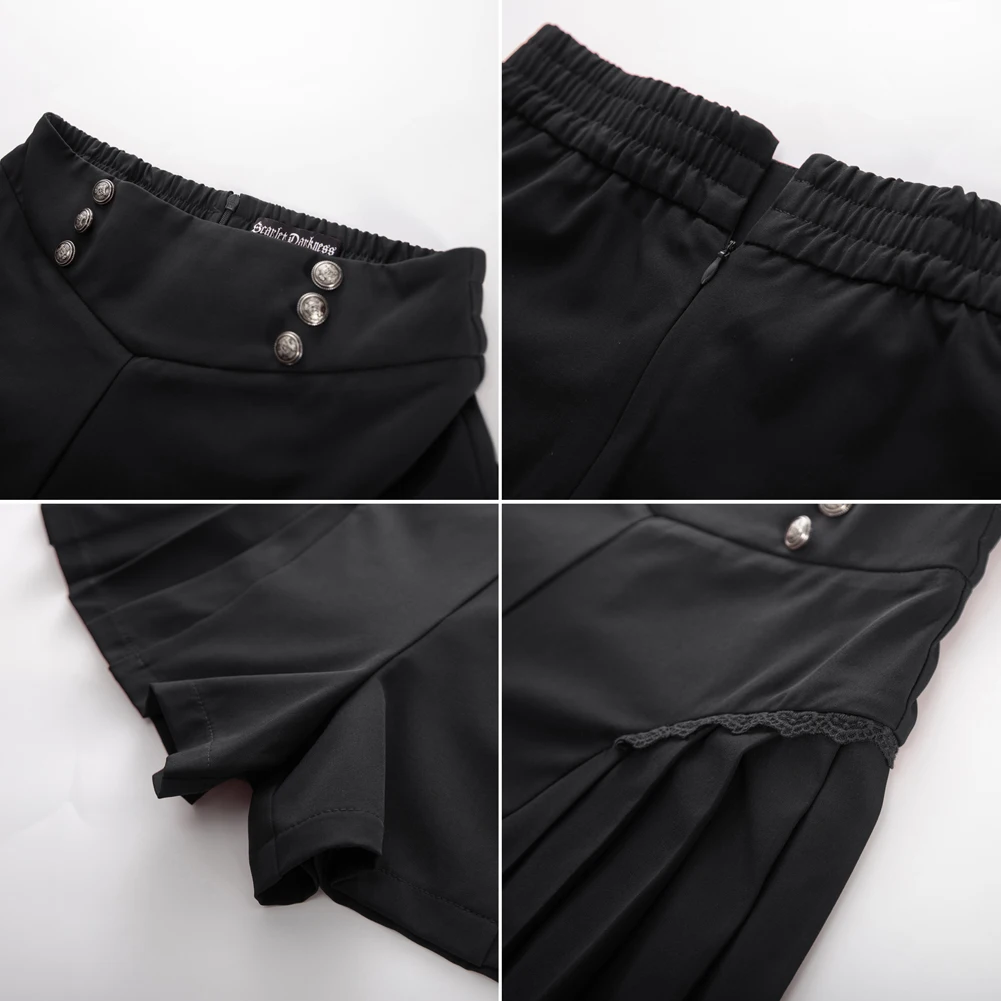 Fashion Women Causal Renaissance Pleated Wide-Leg Shorts Female Elastic Waist Mid-Thigh Slim Solid Shorts Summer 2023