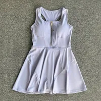 Tennis Skirt Casual Half Zipper Sports Fitness Dress Anti-Running High Waist Slim Golf Yoga Dress - Image 3