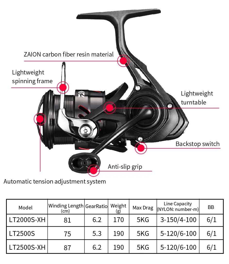 2018 DAIWA TATULA LT 2500S 2000S-XH Spinning Fishing Reel 6+1BB