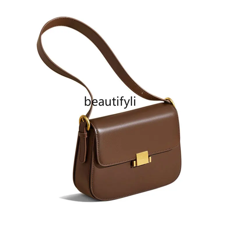 

First Layer Cowhide Bag Shoulder Bag Underarm Crossbody Square Bag High-Grade Leather Women's Bag