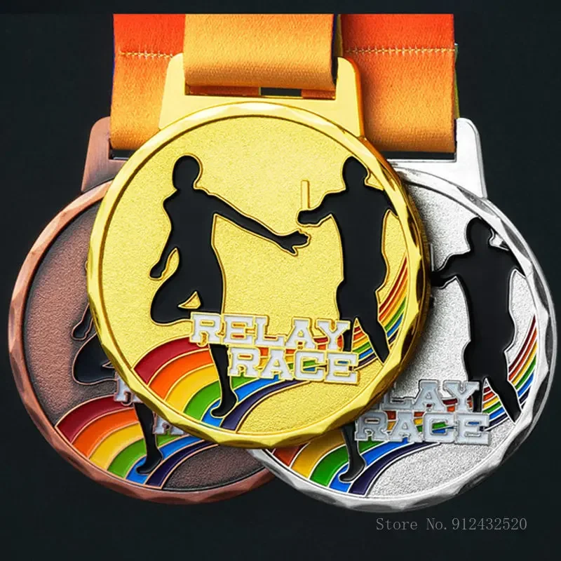 Customized Neck Hanging Medal Sports Basketball Table Tennis Badminton, Football, Rainbow Running Medal, Gold, Silver and Bronze