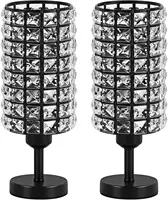 Elegant Crystal Table Lamps Set of 2 Black Modern Bedside Lamp Small Decorative Nightstand Lamp Black Desk Lamp for Living Room 1