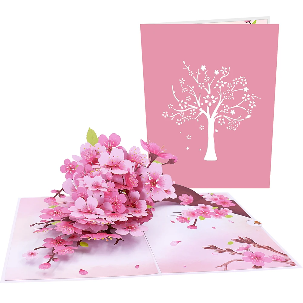 Cymbidium Orchids Pop-up Greeting Card with Envelope Flowers Postcard Floral Birthday Cards Valentines Gifts Creative Home Decor