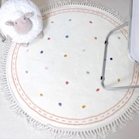 Tassel Round Living Room Large Area Carpets Cute White Children’s Carpet Spotted Pattern Girl’s Bedroom Rug Plush Soft Rugs 양탄자
