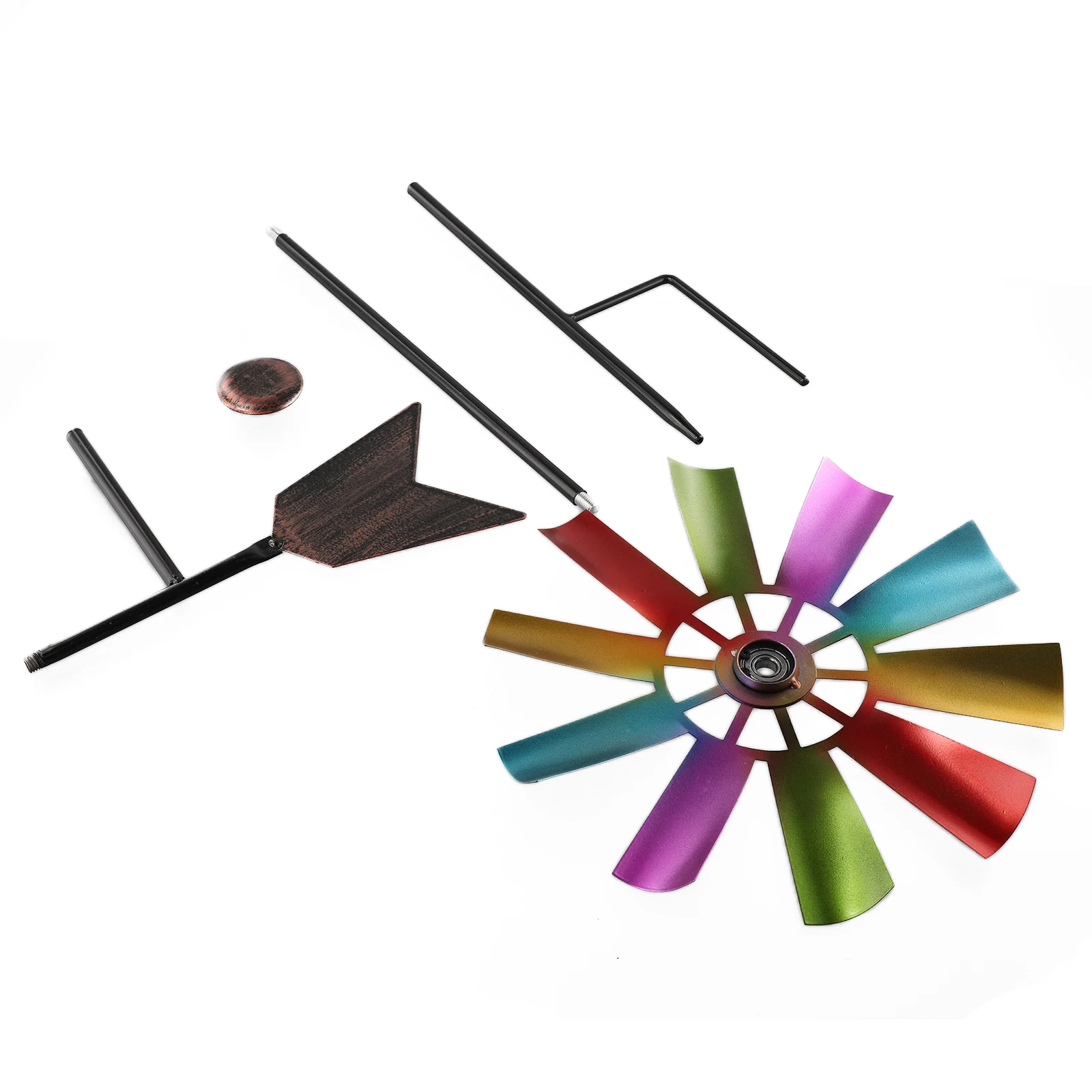 Garden Art Decor Windmill Toys Garden Windmill Wind Spinner Windmill Bird Repellent 73cm Metal Pinwheels Outdoor Ornaments Garden Stake 360 Degree Rotating Windmill Lawn