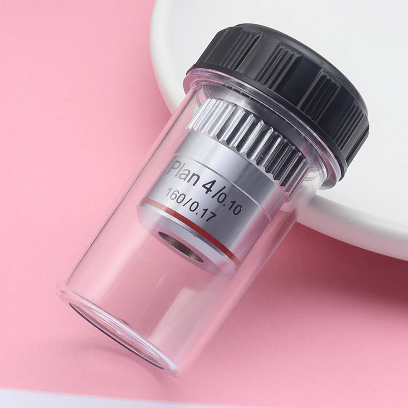 4x Plan Microscope Achromatic Objective lens Biological Microscope Lens parts DIN160 0.1mm microscope objective lens