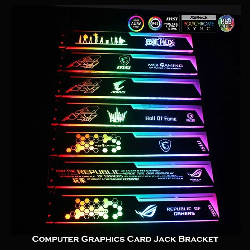 Placa Gráfica de Computador Jack Bracket Suporte Argb 5v Sync Phantom Gpu Holder de Montagem Horizontal Marcas fé Preto e Branco - Imagem 6