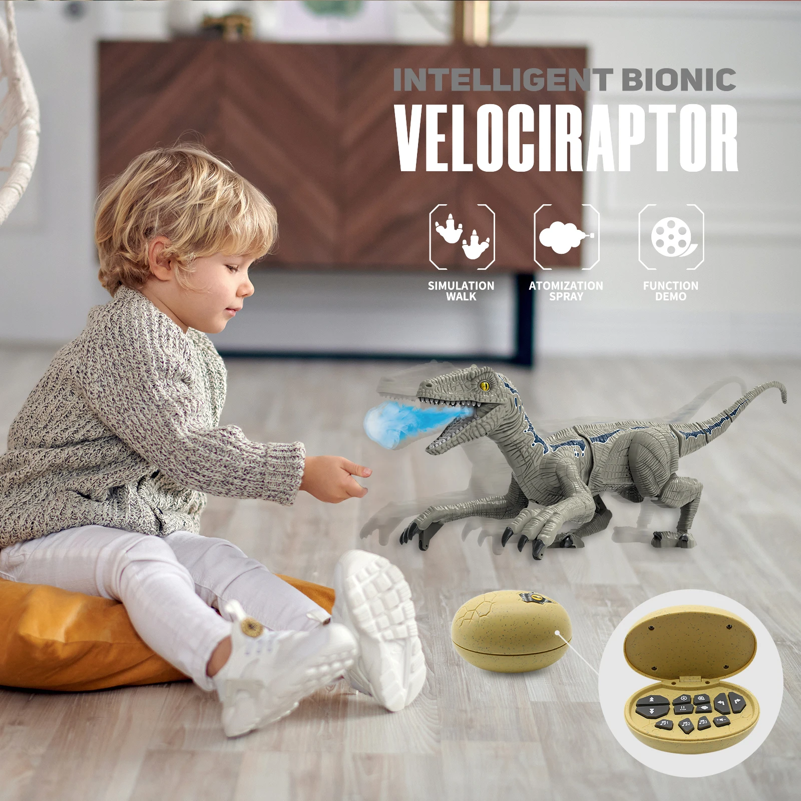 Toys RC Electric Dinosaur Raptor Velociraptor Remote Control Roar Walking  LED Light Animal Model Boys Gifts Toys For Childrens 2 - AliExpress