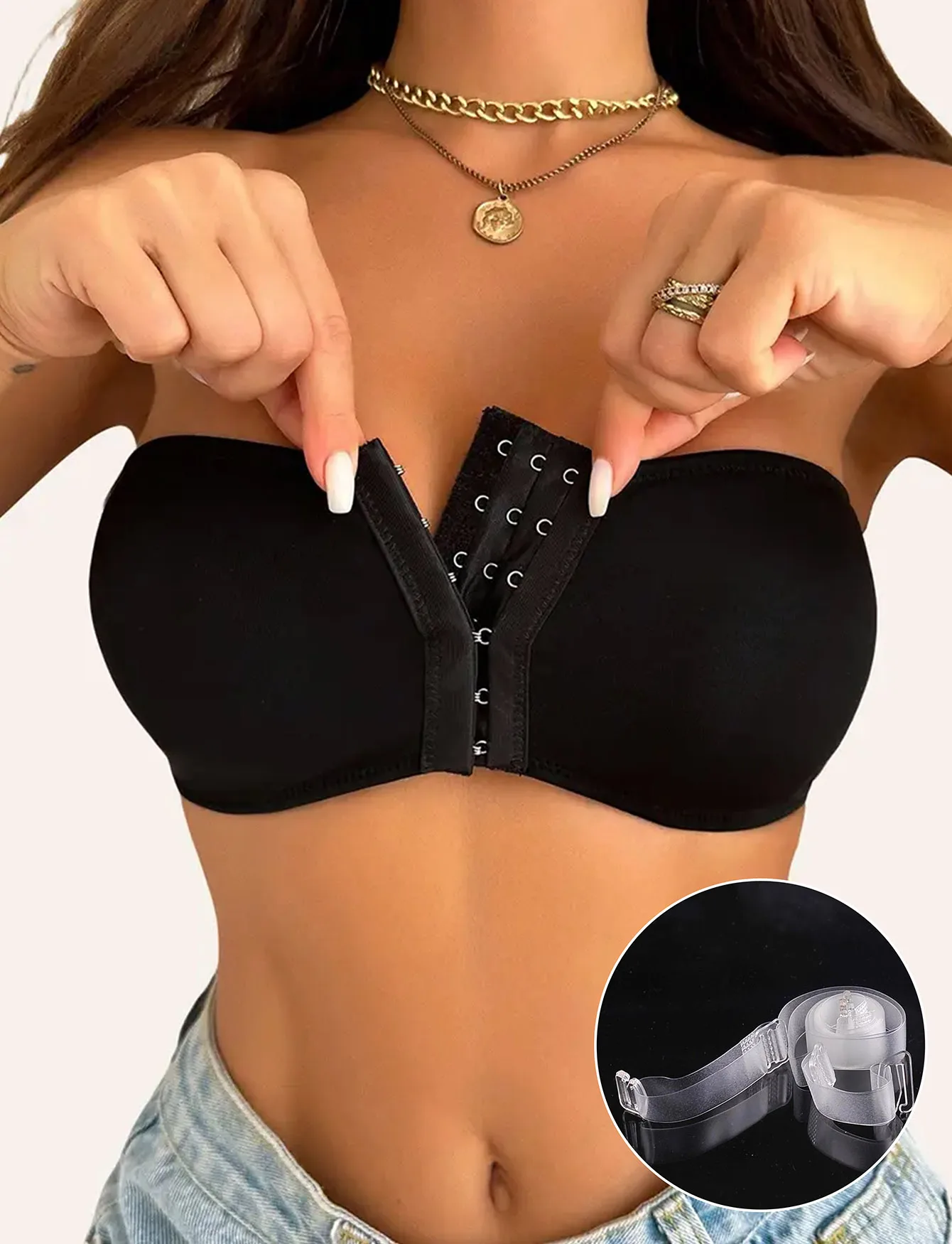Women Strapless Bras wireless Seamless Bralettes Wireless Bra Soft Support Front Buckle detachable shoulder straps women lingerie bra