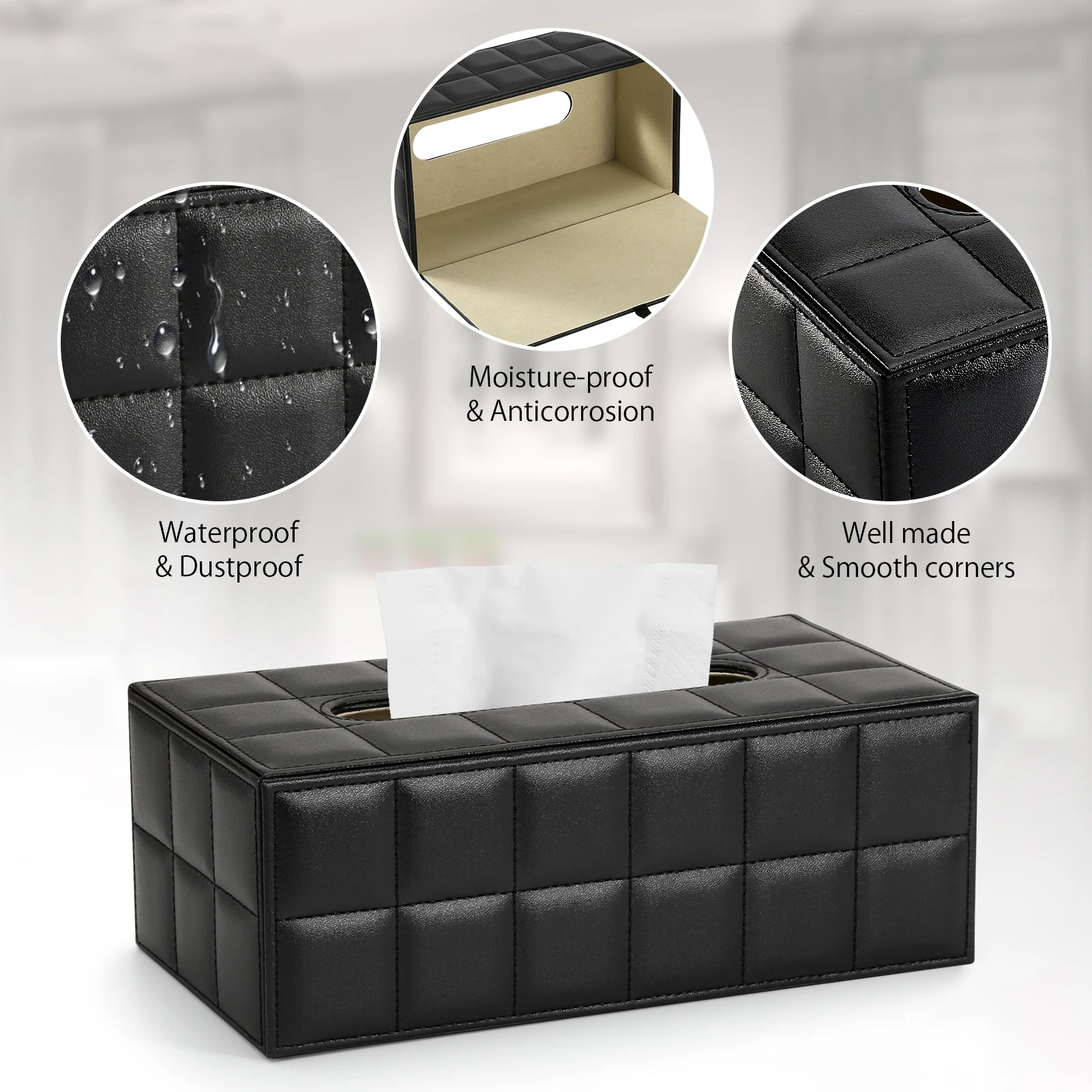 Ever Perfect Modern Marble Tissue Box Cover Faux Leather Napkin Dispenser Toilet Paper Holder Home Decoration Towel Tissue Case 4