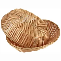 12Pcs Handwoven Oval Plastic Basket, Wicker Bread Baskets, Tabletop Fruit Vegetables Food Serving Basket for Home & Kitchen 1