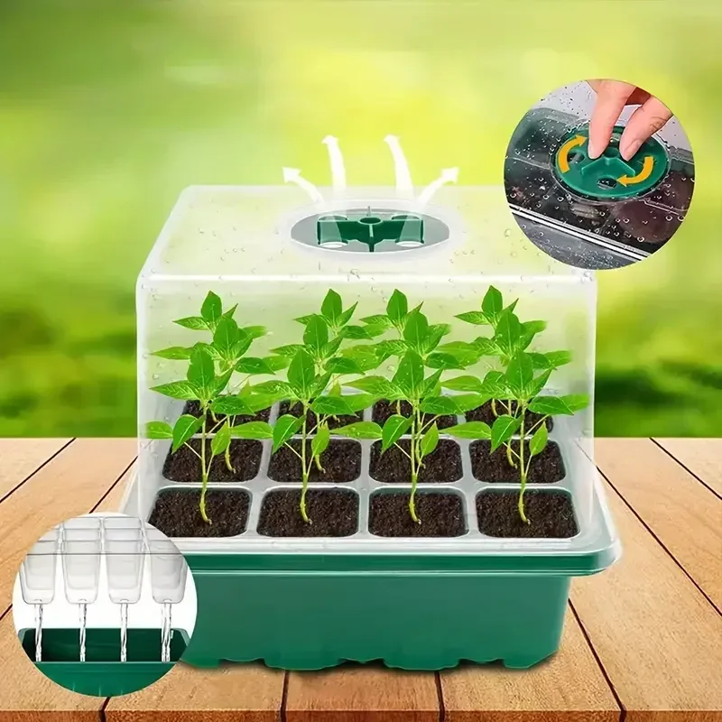 Seed Starter Tray Plant Starter Kit Mini Greenhouse Germination Kit for Seeds Growing Nursing Care Seedling Box Grow Pots