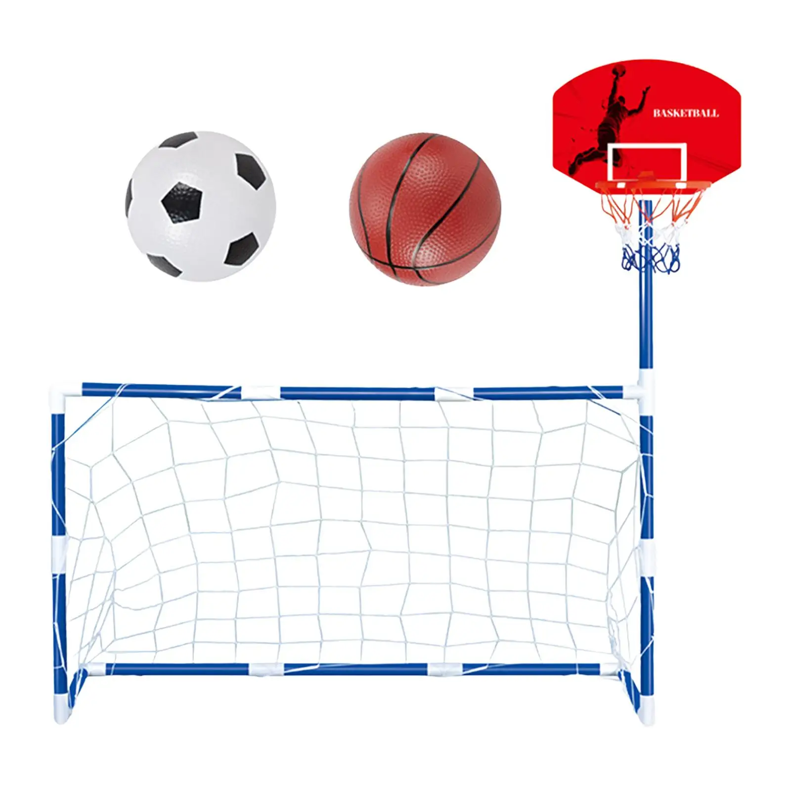 Basketball Hoop with Soccer Goal Net Parent Child Interactive Toys Football Goal Basketball Board for Outdoor Park Yard Garden