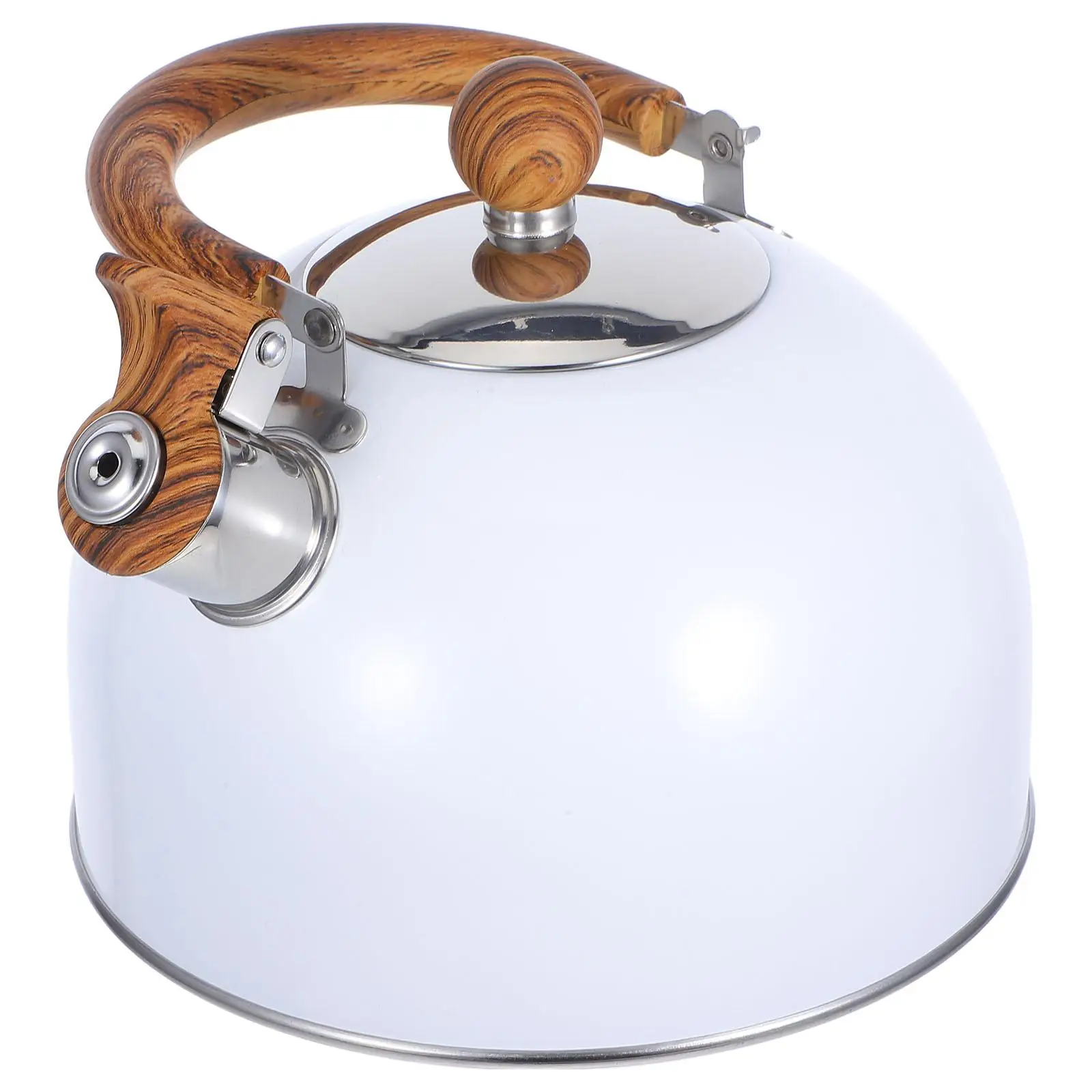 White Kettle Home Use Teakettle Thermometer Water Heating Boiling Container Whistle Stainless Steel Kitchen