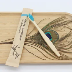 Eco - Friendly Vegan Bamboo Toothbrushes - 100 - Pack of Reusable Soft Wooden Brushes (100Pcs Blue)