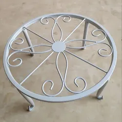 Elegant Cast Iron Plant Stand - Vintage Metal Flower Pot Holder (WHITE)