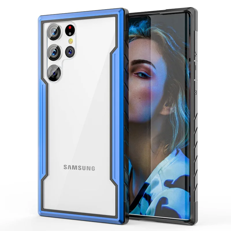 

Чехол для Samsung Galaxy S23 S22 S21 Ultra Plus, роскошный металлический прозрачный силиконовый чехол с противоударным ультратонким покрытием