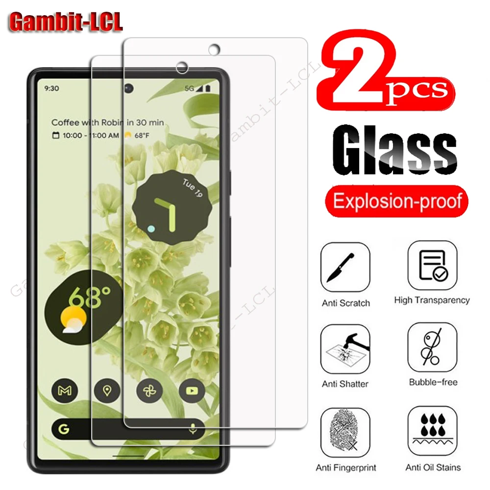 

2PCS 9H Protective Tempered Glass For Google Pixel 6A 6.1" Pixel6A GX7AS, GB62Z, G1AZG Screen Protector Protection Cover Film