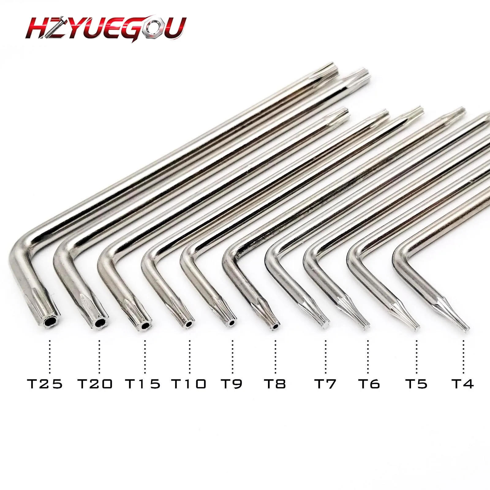 HZYUEGOU 2 Stück Stahl T4 T5 T6 T7 T8 T9 T10 T15 T20 T25 T30 T40 Sechsrings-Torx-Schraubendreher mit Manipulationsschutz