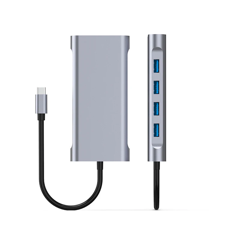 Type C Hub 11-in-1 Type-c USB 3.0 Multi-Port Laptop Docking Station Type C to 4K HDMI VGA PD RJ45 100M Gigabit NIC Adapter