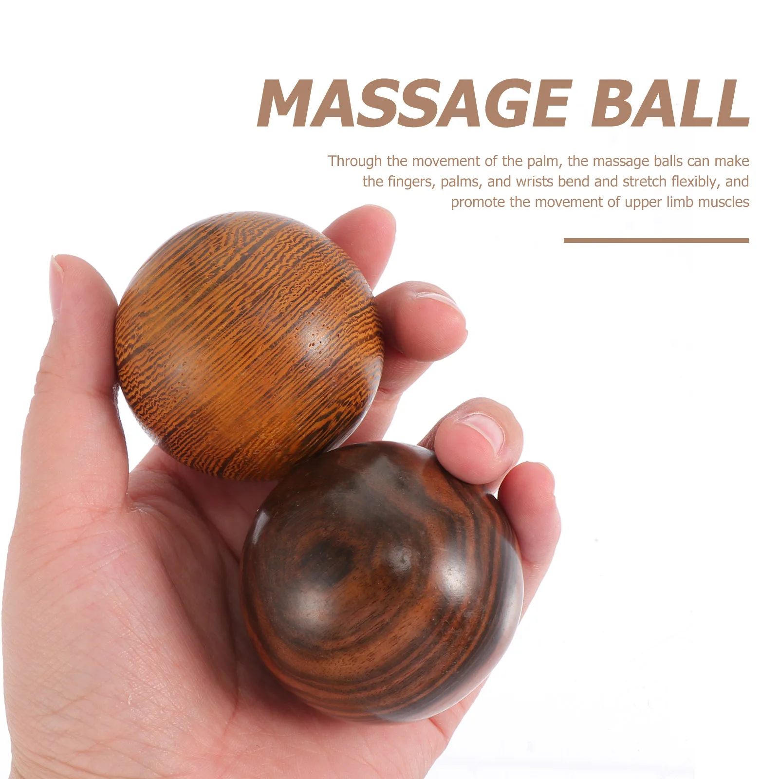 2pcs Baoding Balls Adults Chinese Health Balls Fitness Golfer Spins Massage Ball Palm Massager Hand Wooden Scroll Wheel Massager