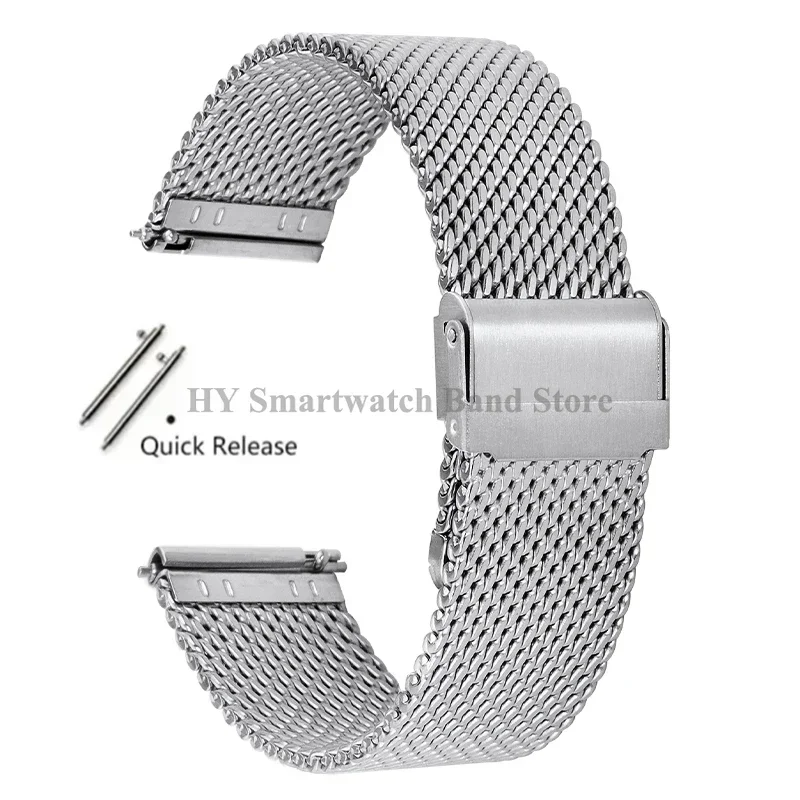 Sleek Milanese Mesh Stainless Steel Watch Band - Universal Fit, Heavy-Duty Design