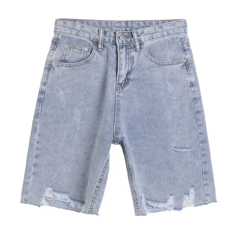 Women Summer Korean Version Jeans Shorts  Y2k Female Clothing Fashion Blue Denim Pants  Relax Jeans Vintage Streetwear Straight